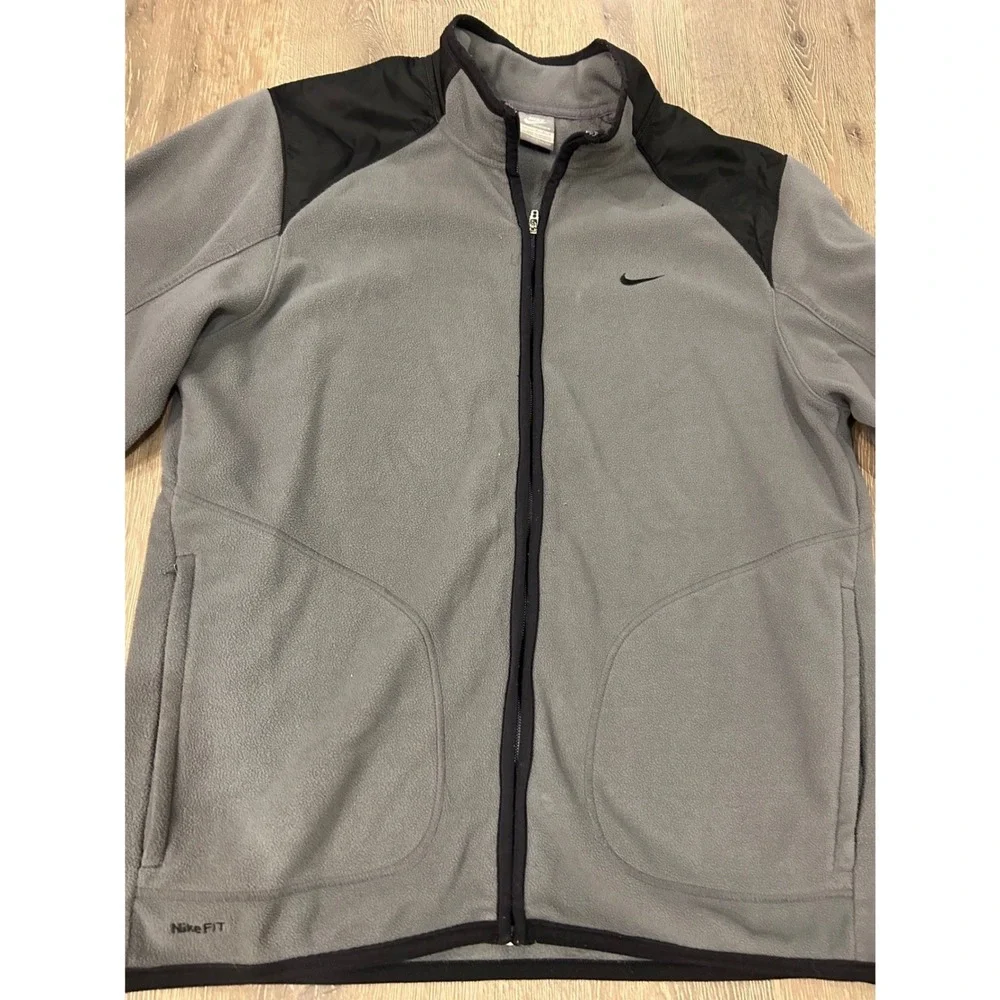 Nike Mens NikeFIT‎ Therma Full Zip Fleece Jacket Grey Black Sportswear Size M